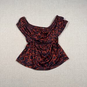 Women's Red Leopard Cheetah Daisy Street NWT off shoulder top Large